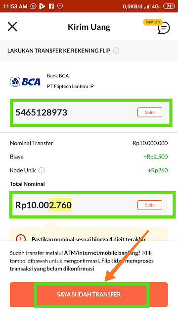 Aplikasi Flip merupakan aplikasi yang terkenal saat ini karena memberikan gratis biaya transfer uang meskipun beda Bank.  Pada umumnya transfer beda Bank di kenakan tarif biaya administrasi antara Rp. 3.000 sampai Rp. 6.500 setiap kali transaksi.  Menggunakan Flip untuk transfer beda Bank saat ini banyak dilakukan oleh para pembisni jual beli online shop seperti Tokopedia, Shope, Bukalapak Lazada, Blibli dan JD.ID.  Cara Mentransfer Uang Menggunakan Flip Gratis Tanpa Biaya Administrasi: Download langsung klik Aplikasi Flip transfer beda bank gratis tanpa biaya administrasi Daftar akun menggunakan Gmail dan nomor handphone Verifikasi menggunakan kode angka yang sudah dikirim ke nomor handphone Klik kirim uang gratis   Tambahkan rekening baru   Pilih rekening yang sesuai kalian mau kirim, contoh kami pilih bank Mandiri lalu masukan nomor rekening di bawahnya dan klik Cek Nama.   Masukan jumlah uang yang diri di kirim, kemudian klik LANJUT   Lanjutkan Klik Metode Pembayaran   Lakukan transfer ke rekening Flid Sesuai nominal yang tertera sebagai contoh mau kirim uang 10.000.000 lalu di Flip 10.000.2760   Jika sudah transfer ke rekening flip langsung saja klik SAYA SUDAH TRANSFER